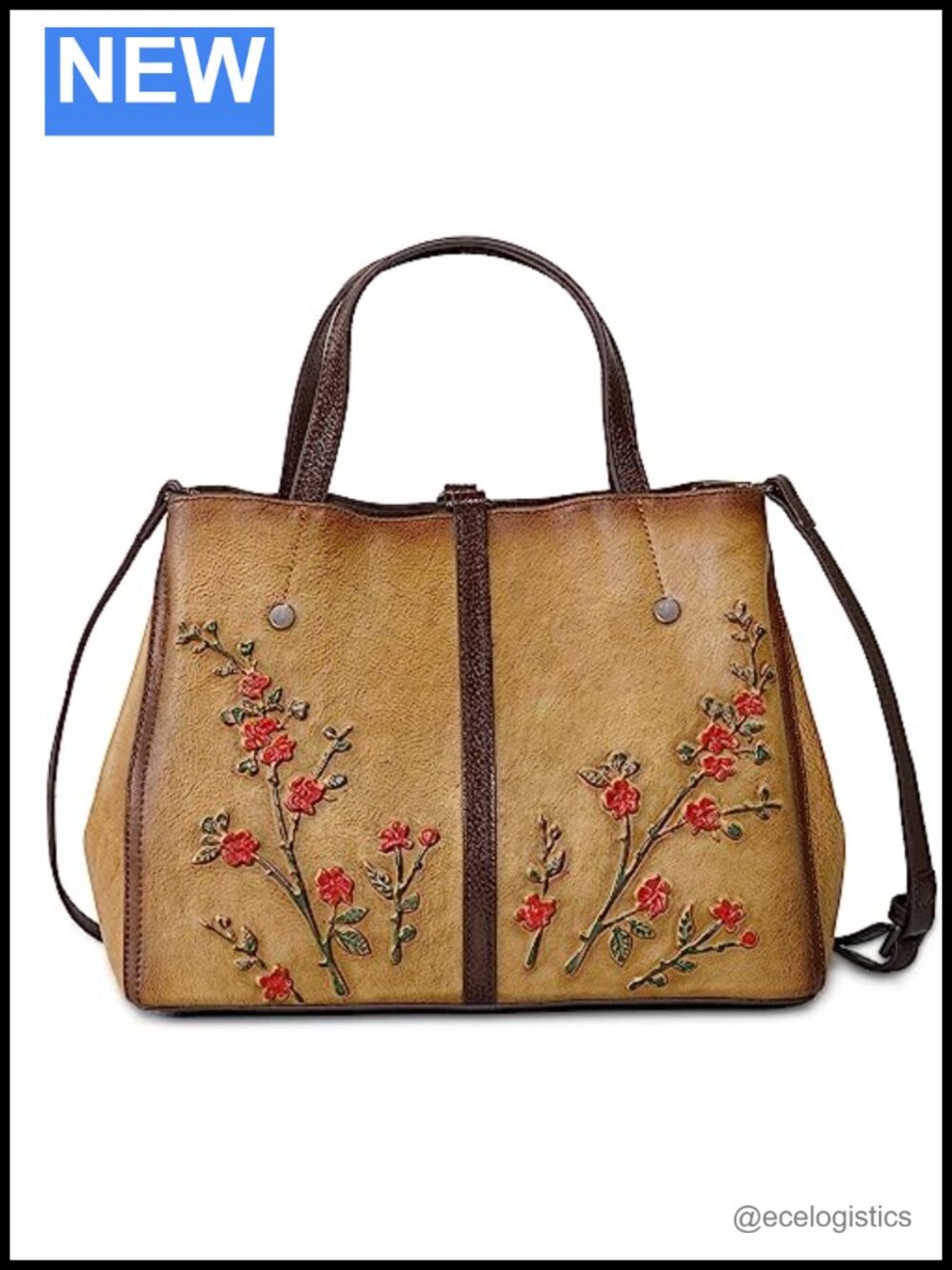 Genuine Leather Satchel Top Handle Handbag Vintage Embossed Crossbody Hobo Purse
